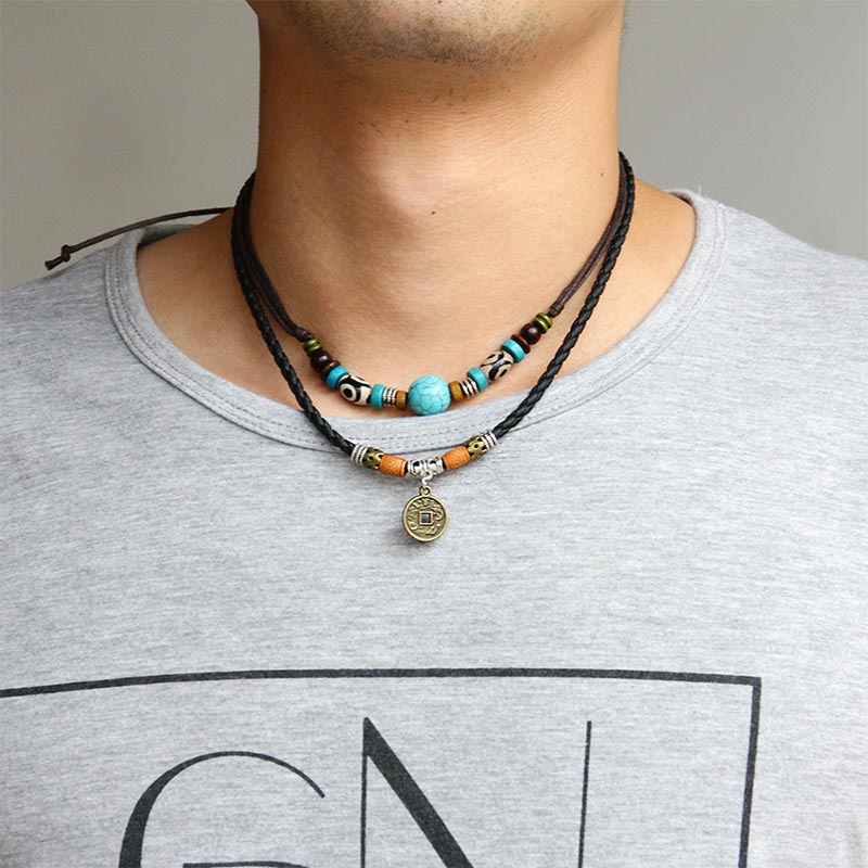 KarmaRipple's Turquoise Dzi Bead Protection Pendant p4