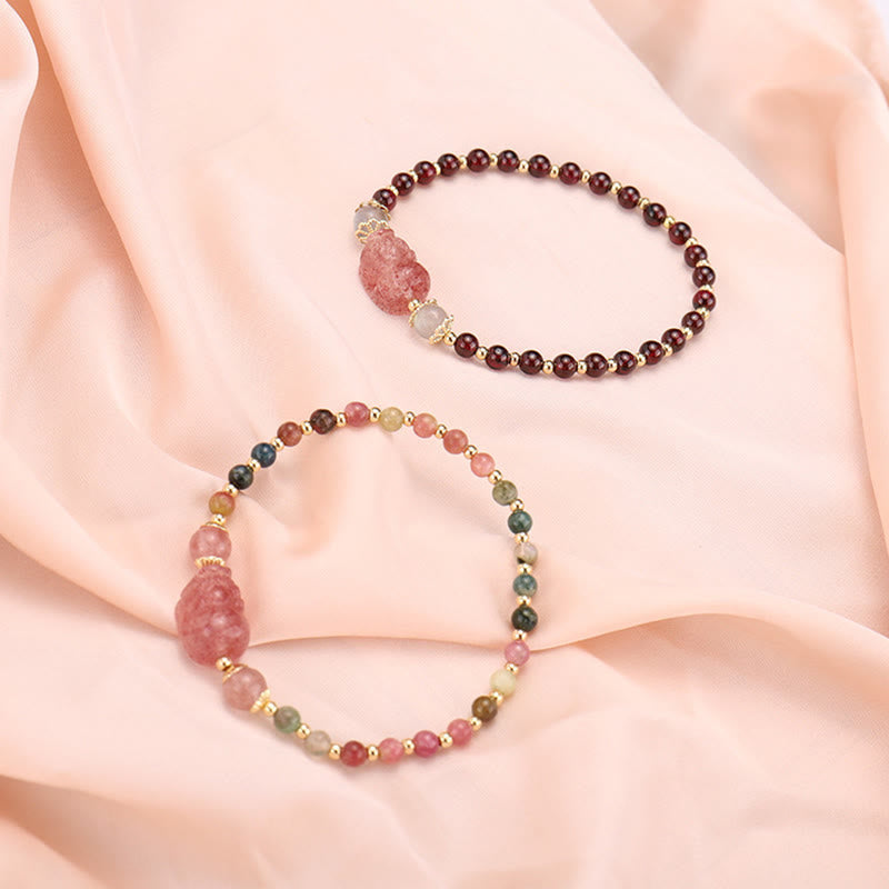 KarmaRipple's Authentic Tourmaline Garnet Strawberry Quartz PiXiu Moonstone Protection Bracelet p11