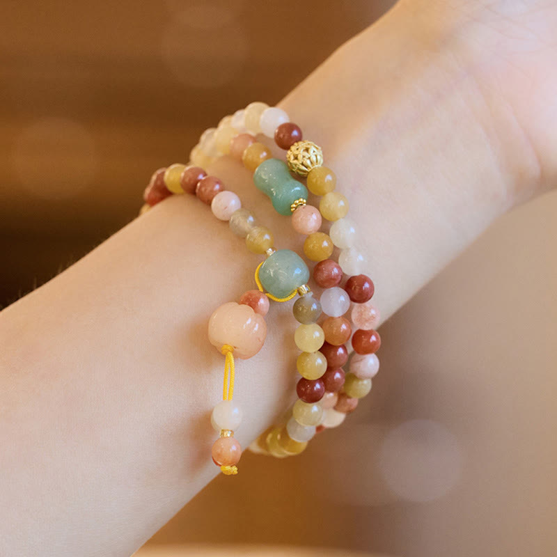 KarmaRipple's Authentic Golden Silk Jade Pumpkin Talisman Wealth Fortune Triple Wrap Bracelet p6