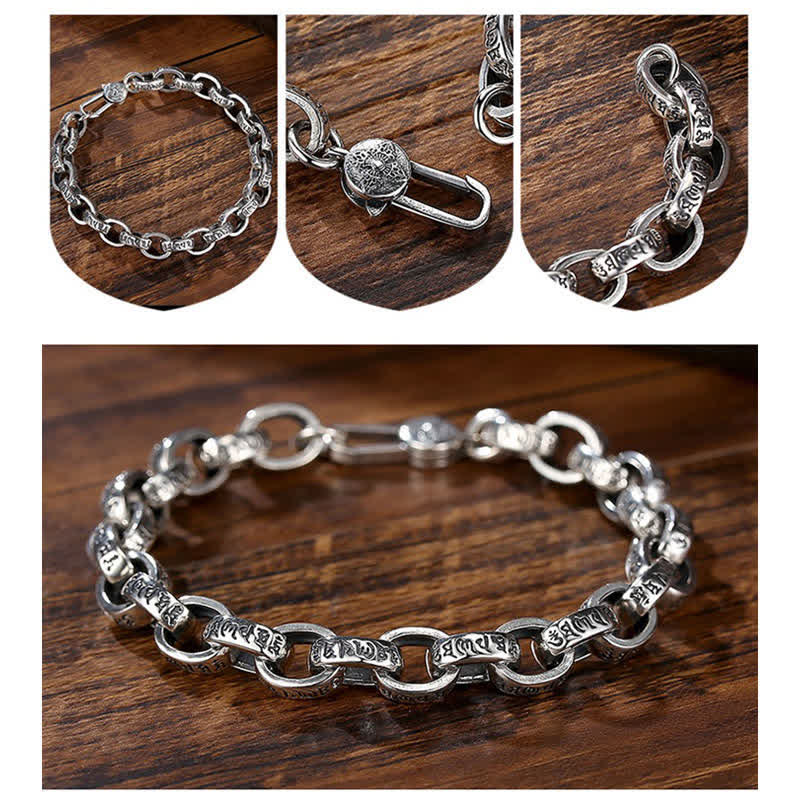 KarmaRipple's 925 Sterling Silver Om Mani Padme Hum Engraved Peace Bracelet Bangle p6