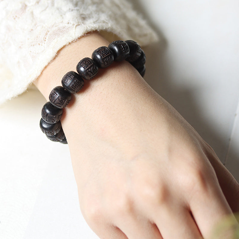 KarmaRipple's Tibet Ebony Wood Om Mani Padme Hum Engraved Balance Bracelet p10