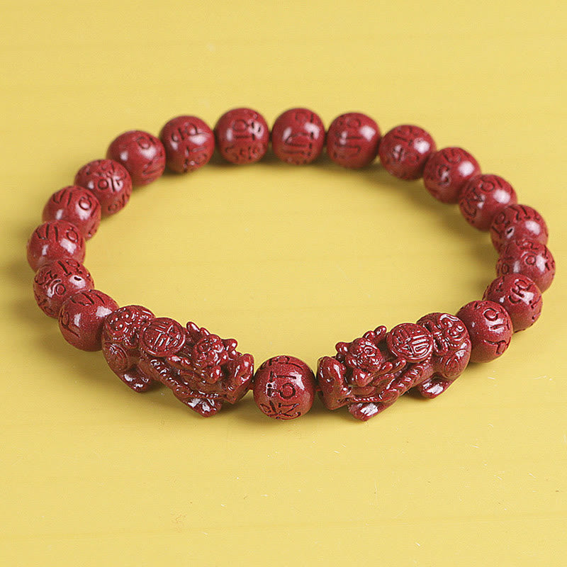 KarmaRipple's Authentic Double PiXiu Cinnabar Om Mani Padme Hum Wealth Fortune Bead Bracelet p27