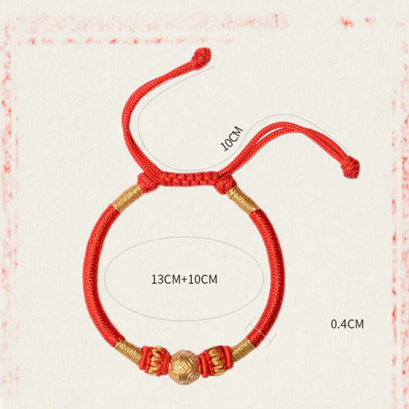 KarmaRipple's 999 Sterling Silver Round Bronze Coin Protection Fortune Beaded String Bracelet p8