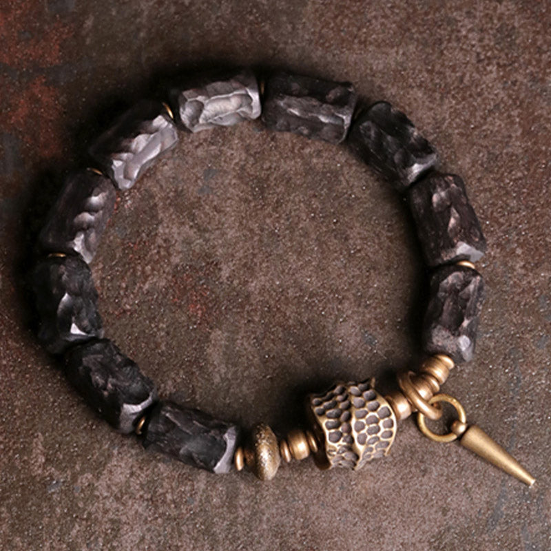 KarmaRipple's Ebony Wood Bronze Balance Protection Pair Bracelet p1