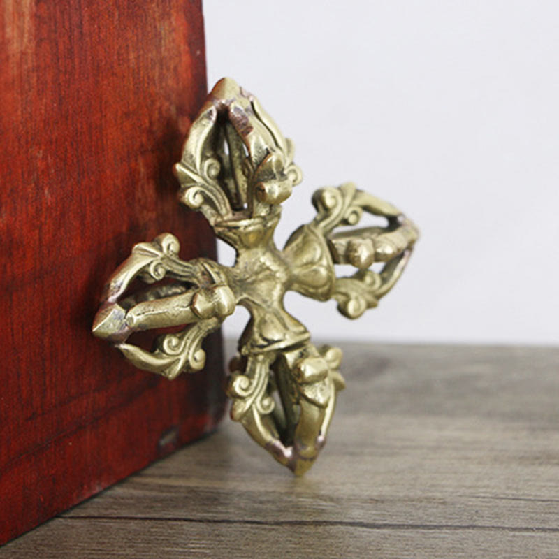 KarmaRipple's Nepal Handmade 5 Prong Double Dorje Bronze Strength Vajra p9