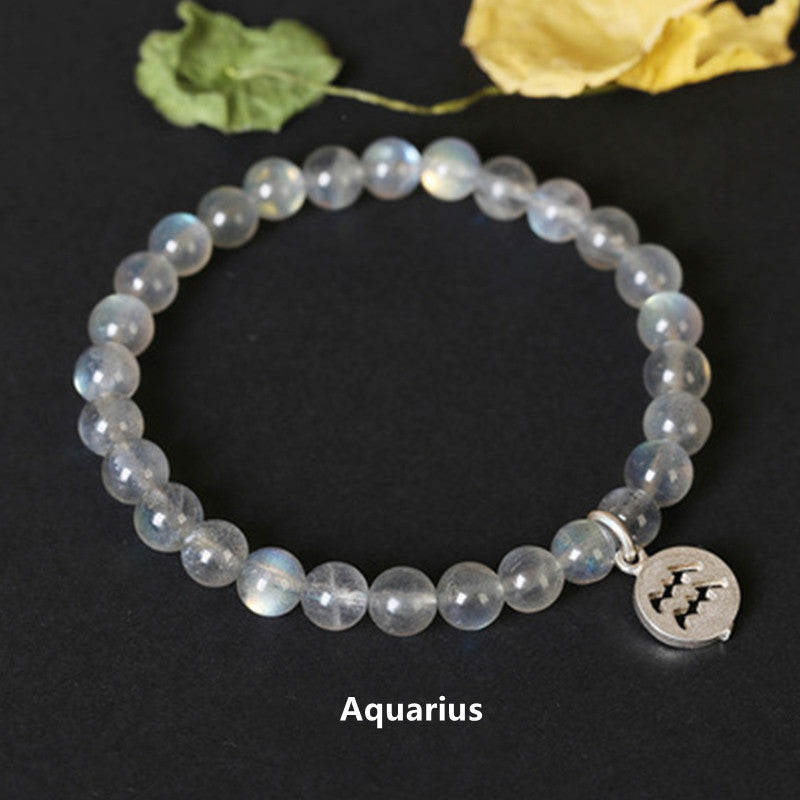 KarmaRipple's 12 Constellations of the Zodiac Moonstone Charming Bracelet p35