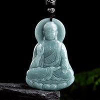 Collier pendentif en jade authentique avec amulette de lotus Amitabha Buddha de KarmaRipple, symbole de compassion