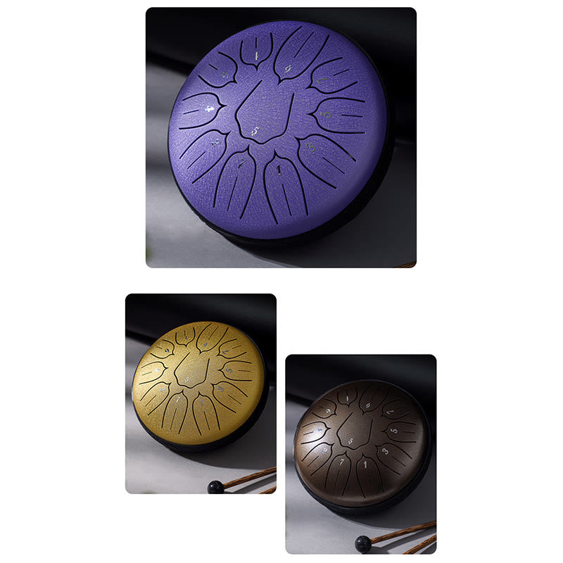 KarmaRipple's Steel Tongue Drum Sound Balancing Meditation Yoga Lotus Drum Kit 11 Note 6 Inch p22