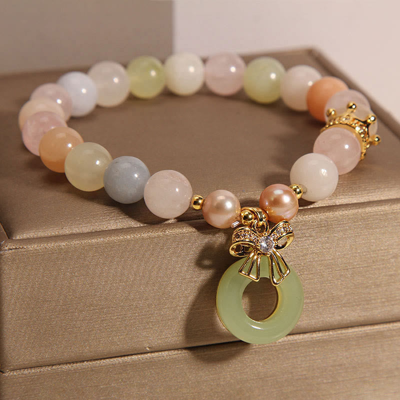 KarmaRipple's Morganite Peace Buckle Jade Confidence Bracelet p4
