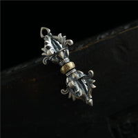 KarmaRipple's 925 Sterling Silver Om Mani Padme Hum Dorje Vajra Engraved Strength Necklace Hanging Decoration