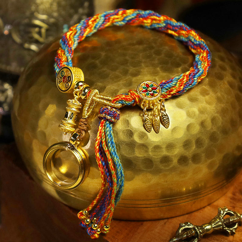 KarmaRipple's Tibetan Om Mani Padme Hum Dreamcatcher Fortune Colorful Reincarnation Weave String Bracelet p4