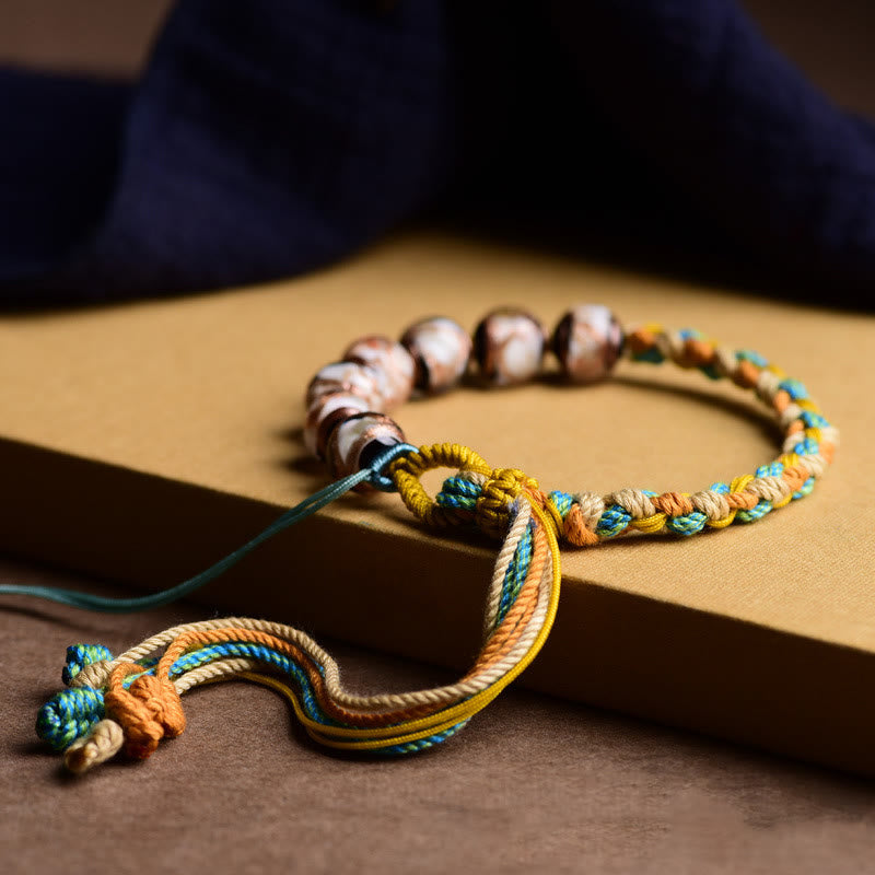 KarmaRipple's Handmade Multicolored Rope Liuli Glass Bead Fortune Woven Bracelet p3