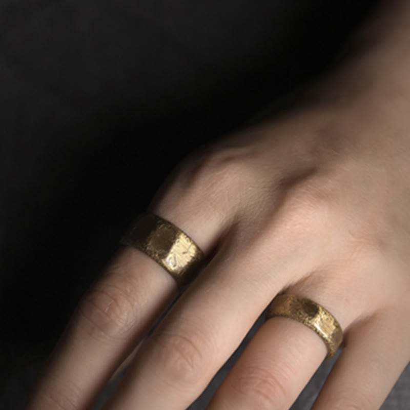 KarmaRipple's Tibetan Simple Design Bronze Brass Frosted Wealth Ring p7