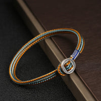 KarmaRipple's 925 Sterling Silver Handmade Button Protection Weave String Bracelet
