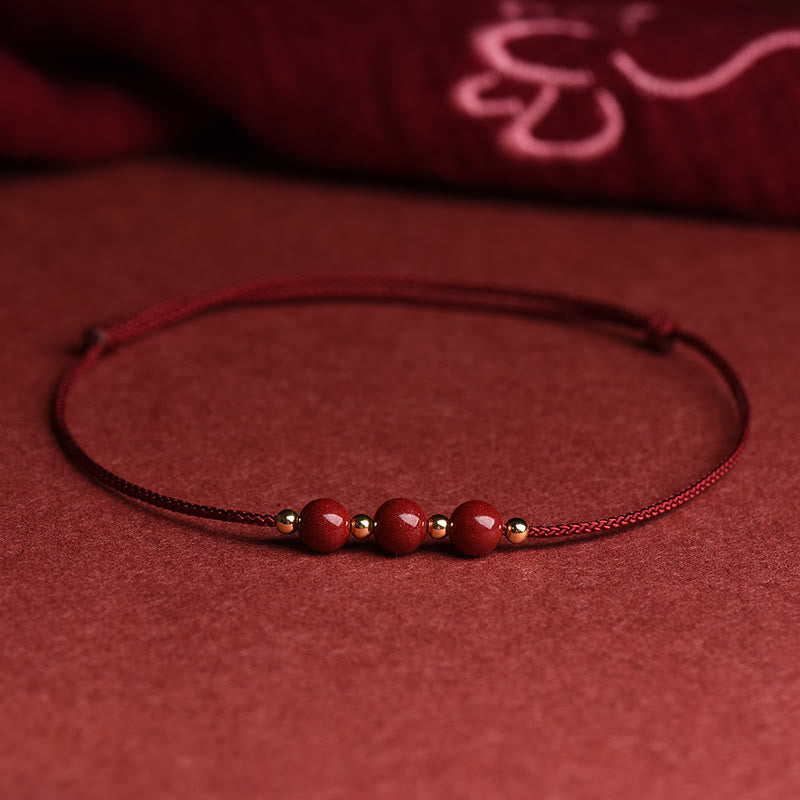KarmaRipple's Authentic Fortunate Cinnabar Bead Blessing String Bracelet Anklet p42