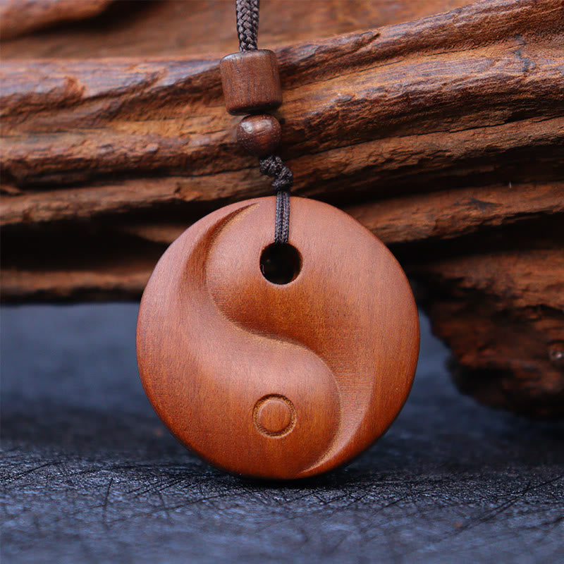 KarmaRipple's Lightning Struck Jujube Wood Yin Yang Fortune Protection Pendant Necklace p1