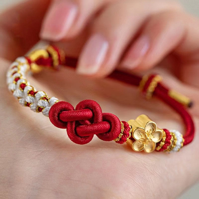 KarmaRipple's Handmade True Love Weave Peach Blossom Talisman Fortune Rope Bracelet p1