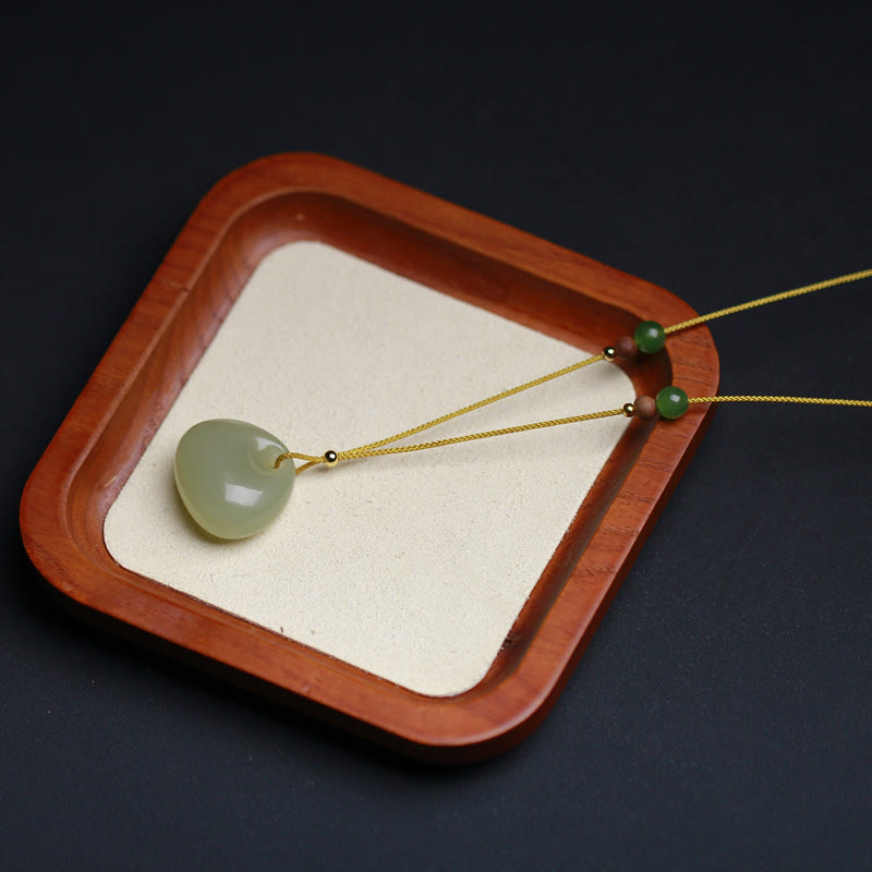 KarmaRipple's Authentic Hetian Jade Small Bag Pattern Prosperity String Pendant Necklace p8