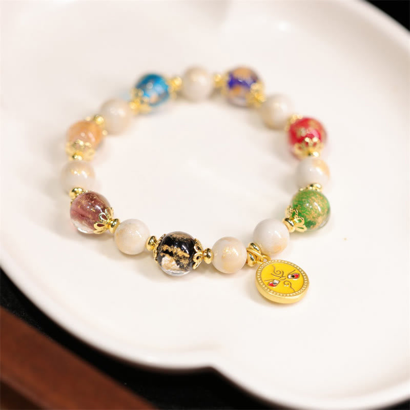 KarmaRipple's Tibetan Five God Of Wealth Fortune Liuli Glass Bead Incense Ash Porcelain Bead Talisman Bracelet p2