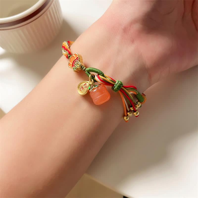 KarmaRipple's Persimmon Red Agate Strength Reincarnation Weave Braid String Bracelet p9