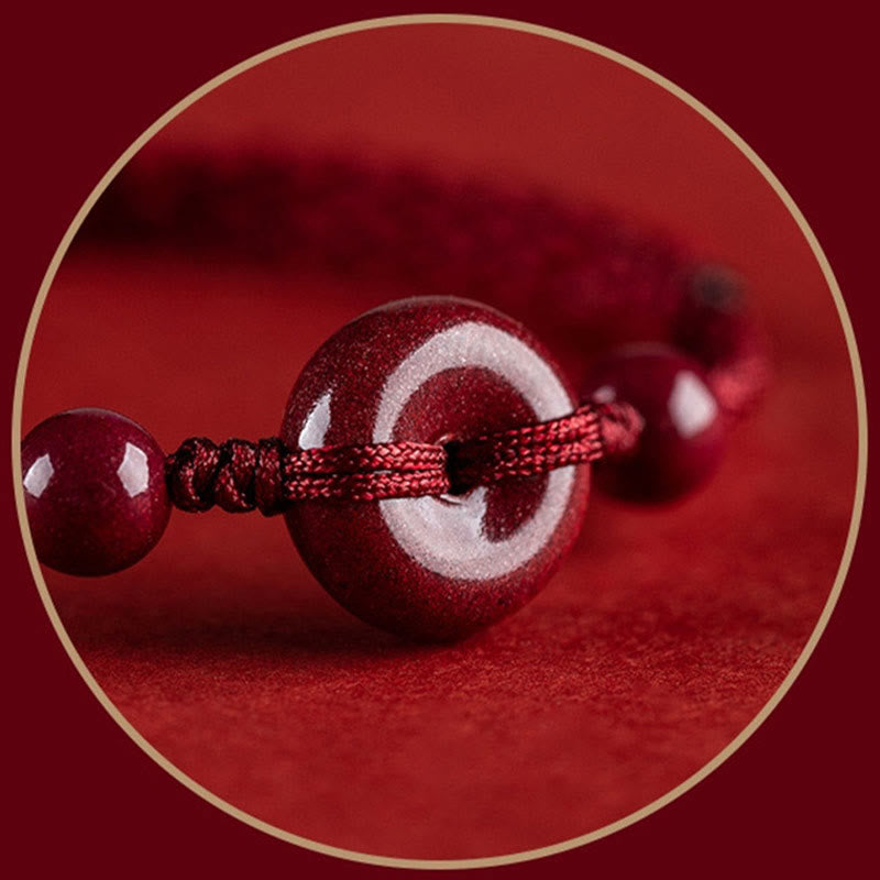 KarmaRipple's Handmade Cinnabar Peace Buckle Safe and Healthy Talisman Blessing String Bracelet Anklet p11