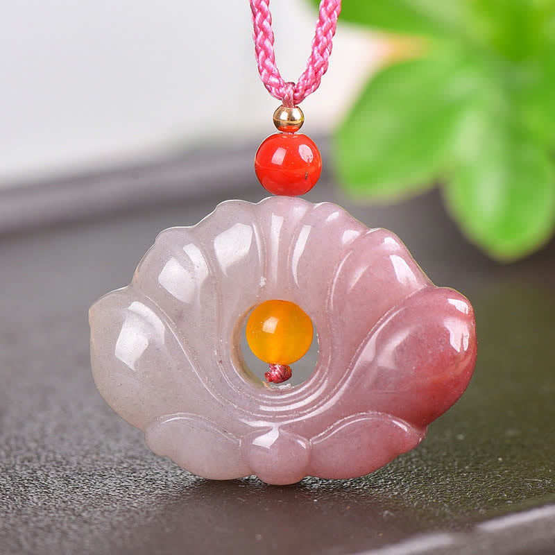 KarmaRipple's KarmaRipple's ink Golden Silk Jade Lotus Flower Wealth Pendant Necklace p3