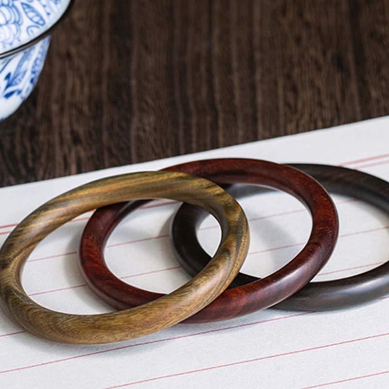 KarmaRipple's Tibetan Small Leaf Red Sandalwood Ebony Green Sandalwood Protection Bracelet Bangle p14