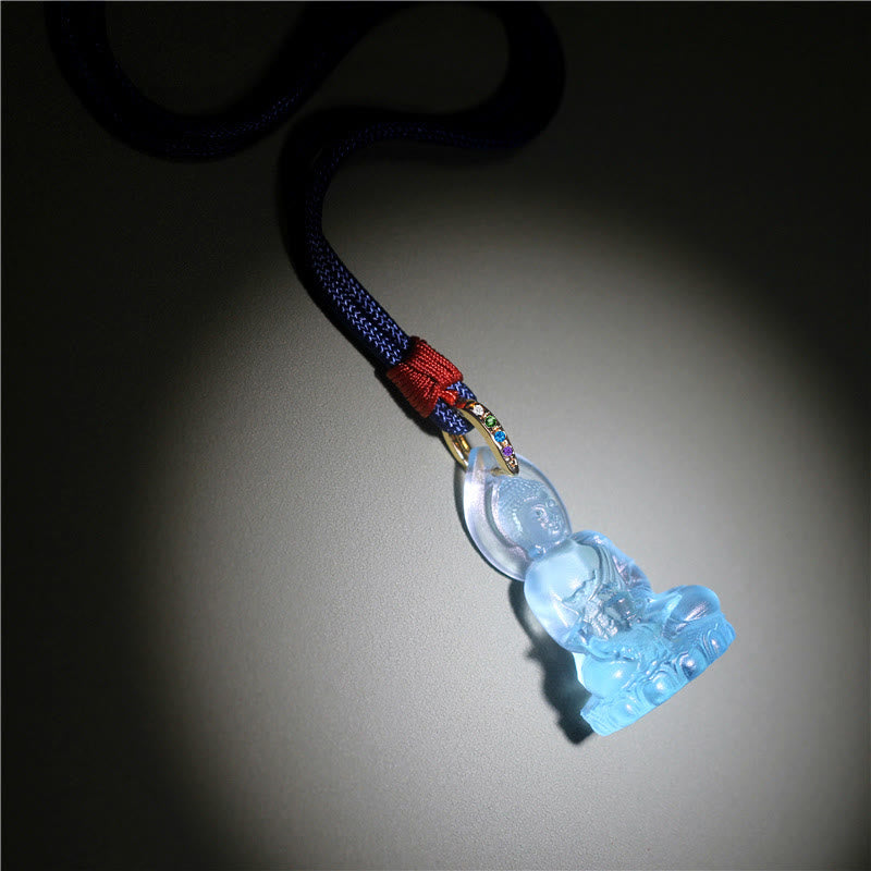 KarmaRipple's Blue Tathagata Buddha Medicine Buddha Liuli Gemstone Serenity Amulet Pendant Necklace p7