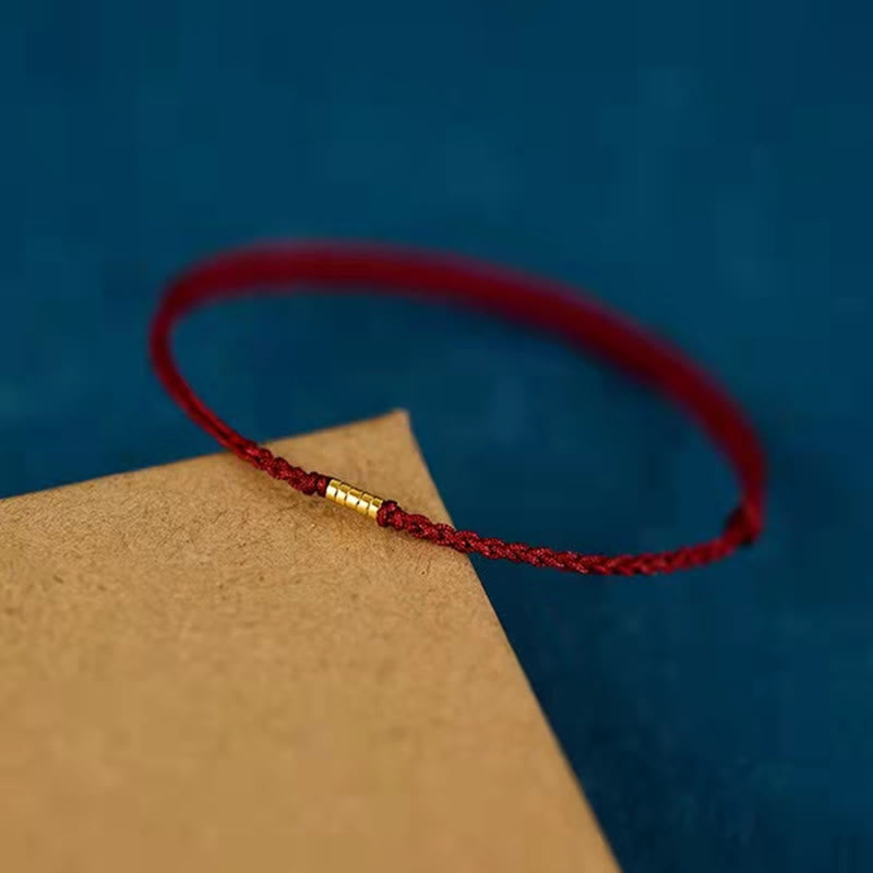 KarmaRipple's 925 Sterling Silver Fortunate Golden Bead Woven String Bracelet Anklet p8