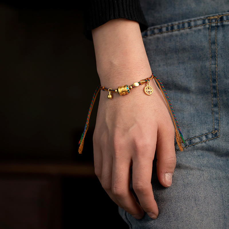 KarmaRipple's Tibetan Handmade Om Mani Padme Hum Prayer Wheel Protection Strength String Bracelet p2