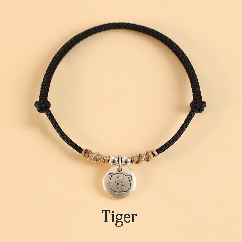 KarmaRipple's Handmade 999 Sterling Silver Year of the Dragon Cute Chinese Zodiac Fortune Woven Bracelet ( p16
