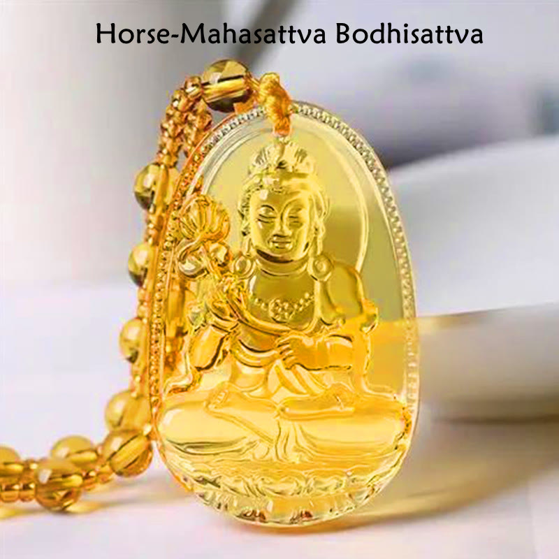 KarmaRipple's Citrine Guardian Buddha Serenity Necklace Pendant ( p6
