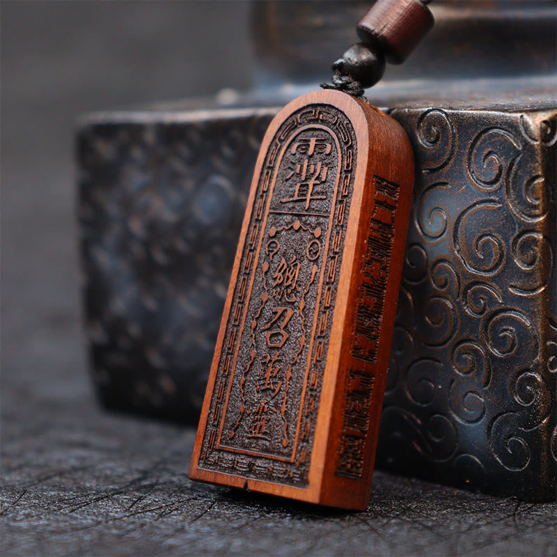 KarmaRipple's Lightning Struck Jujube Wood Taoist Five Thunder Order Fortune Protection Pendant Necklace p3