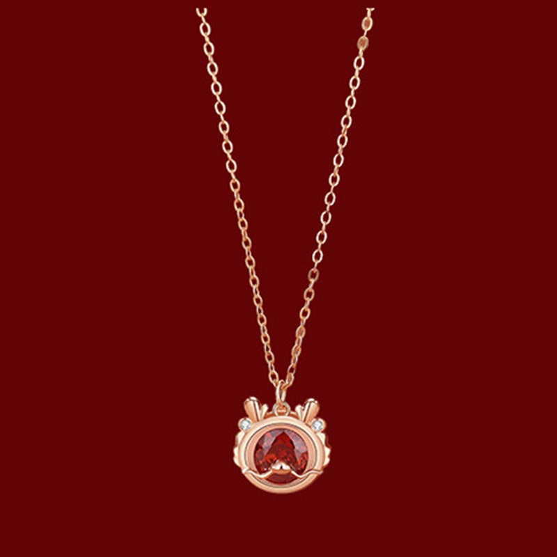 KarmaRipple's 925 Sterling Silver Year Of The Dragon Fortune Red Zircon Pendant Necklace Bracelet Earrings Ring ( p9