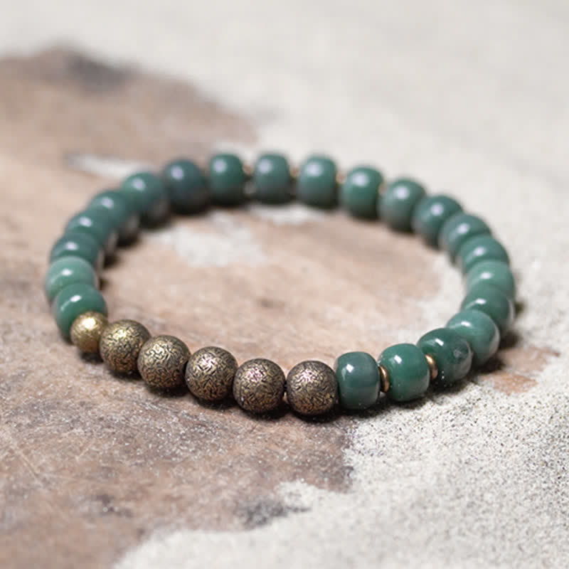 KarmaRipple's Tibetan Cyan Bodhi Seed Bronze Success Bracelet p13