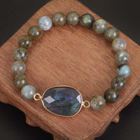 KarmaRipple's Authentic Labradorite Moonstone Support Balancing Beaded Bracelet