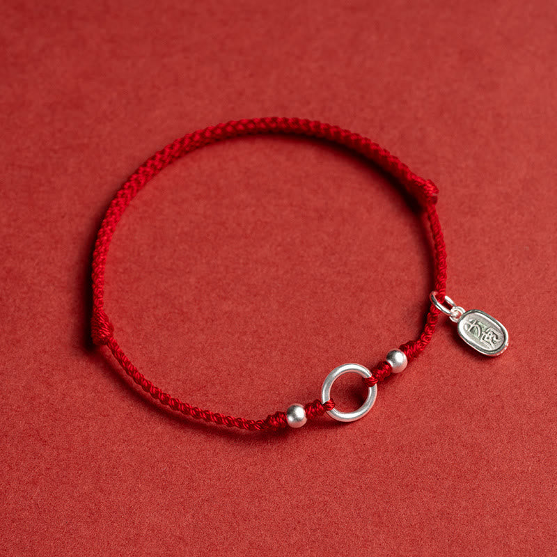 KarmaRipple's 925 Sterling Silver Fortunate Fortune Peace Joy Lotus Peace Buckle Red String Bracelet p34