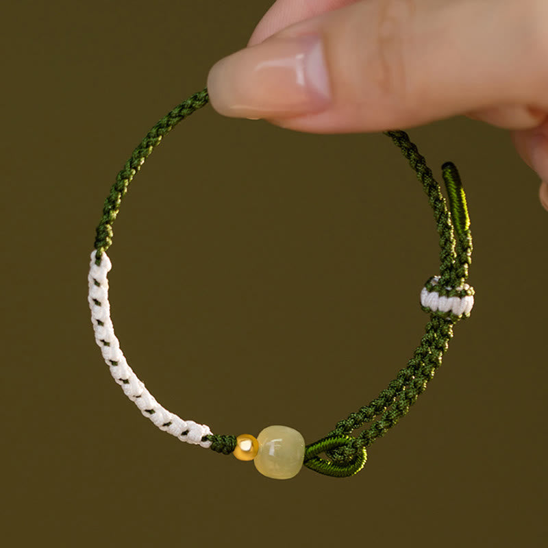 KarmaRipple's 925 Sterling Silver Hetian Jade Bead Fortune Woven Rope Bracelet p5