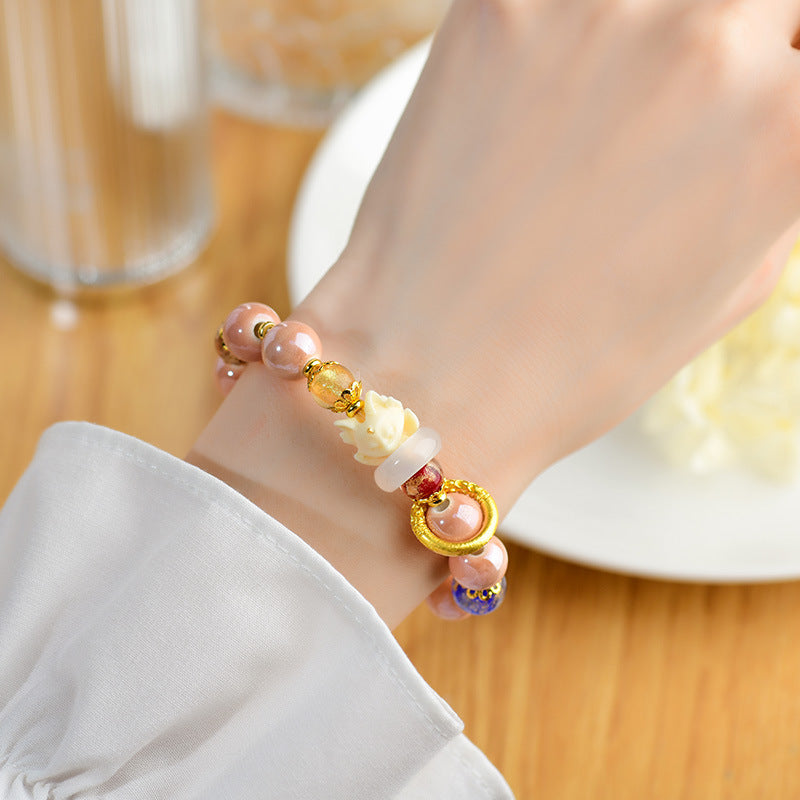 KarmaRipple's Tibetan Incense Ash Liuli Glass Bead Fortune Protection Nine Tailed Fox Bracelet p6