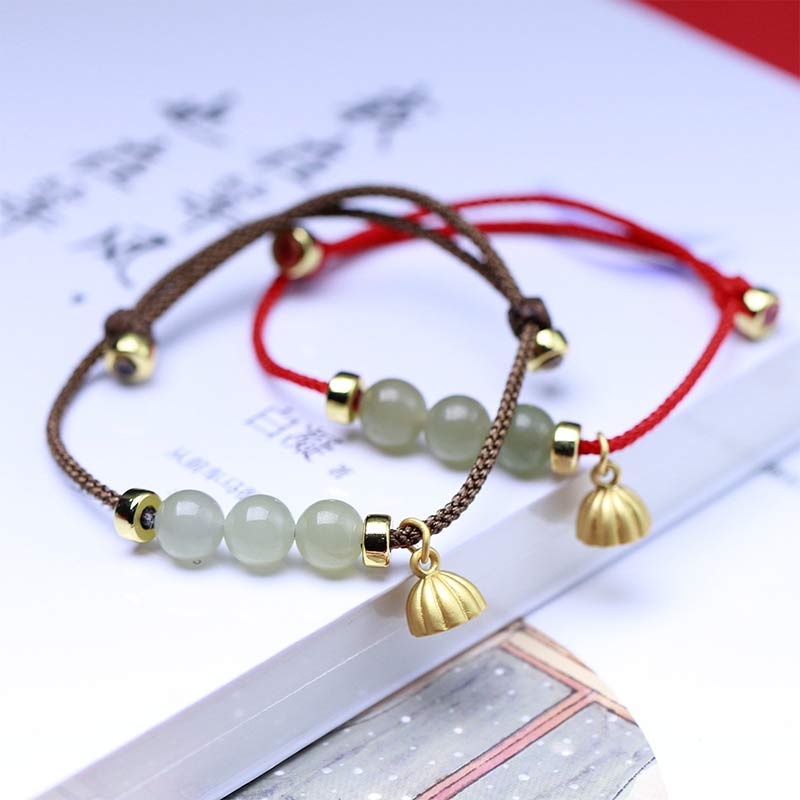 KarmaRipple's Authentic Jade Lotus Seed Strength Red String Weave Bracelet p4