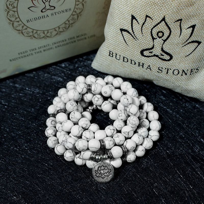 KarmaRipple's Ivory Turquoise Lotus Mala Balancing Bracelet p6