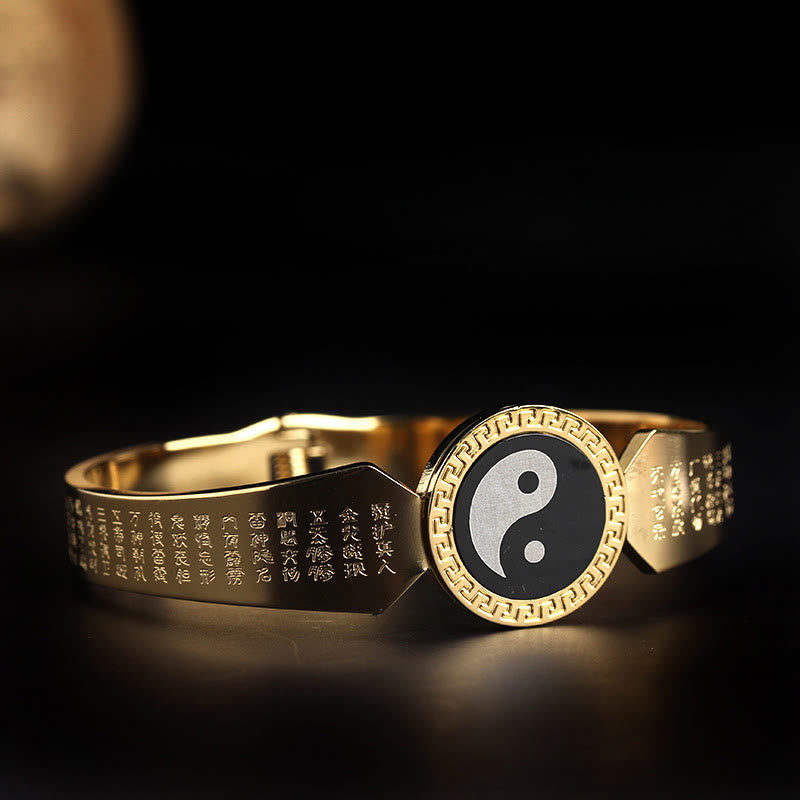KarmaRipple's Yin Yang Lotus Om Mani Padme Hum Mantra Titanium Steel Balance Bracelet Bangle p1