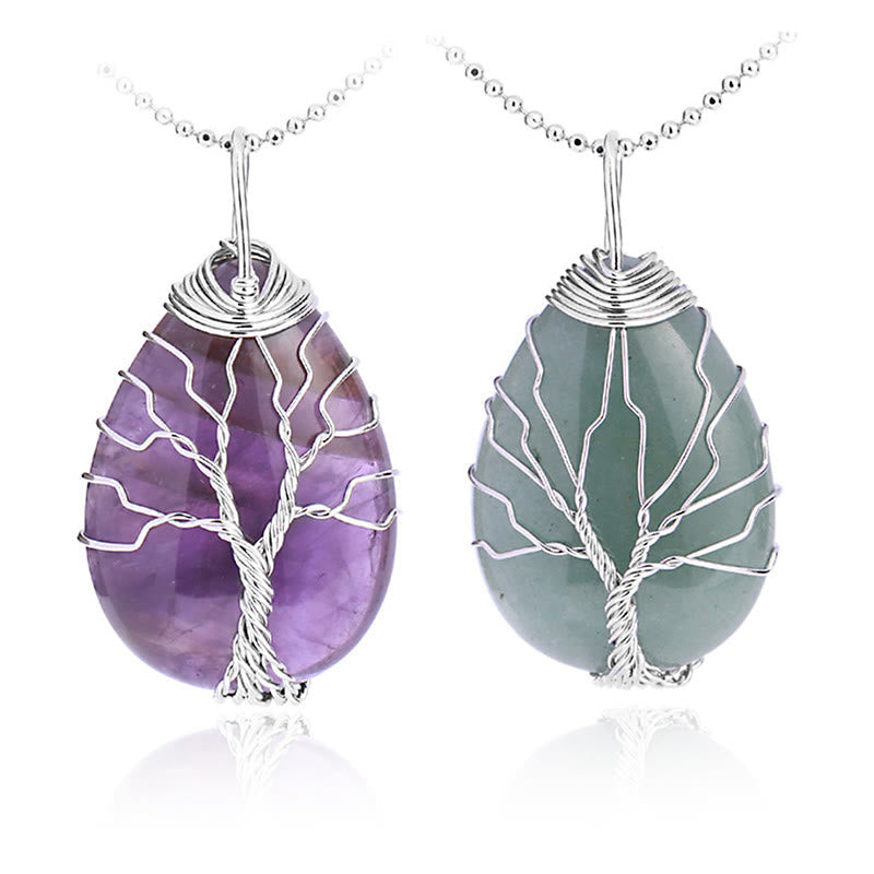 KarmaRipple's Authentic Quartz Gemstone Tree Of Life Balancing Energy Pendant Necklace p37