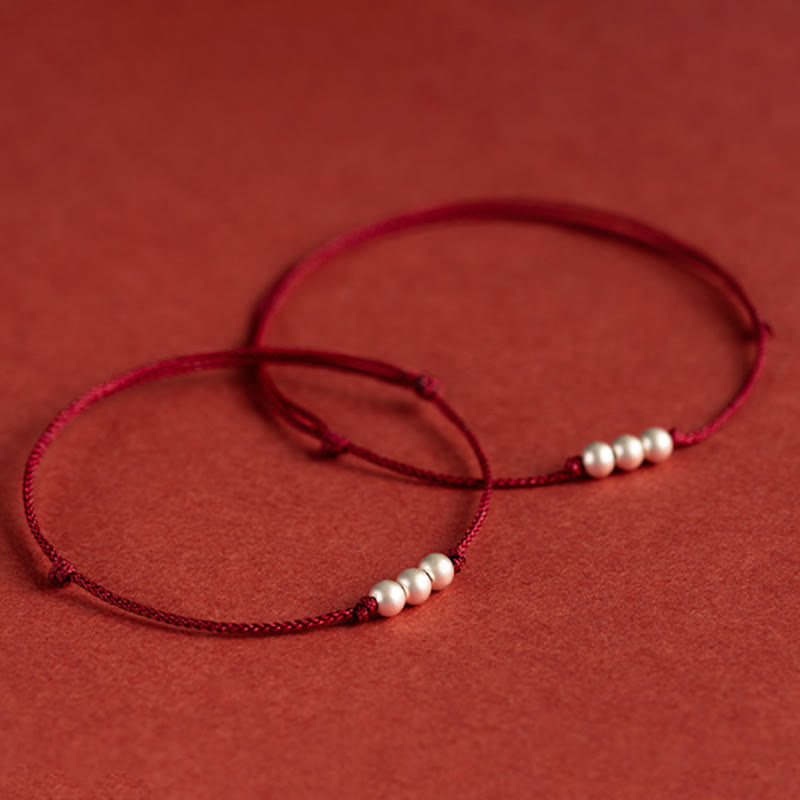 KarmaRipple's 925 Sterling Silver Three Beadwork Protection String Bracelet Anklet p14