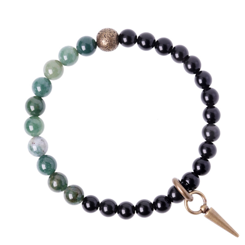 KarmaRipple's Black Obsidian Sodalite Gemstone Bronze Strength Pair Bracelet p16