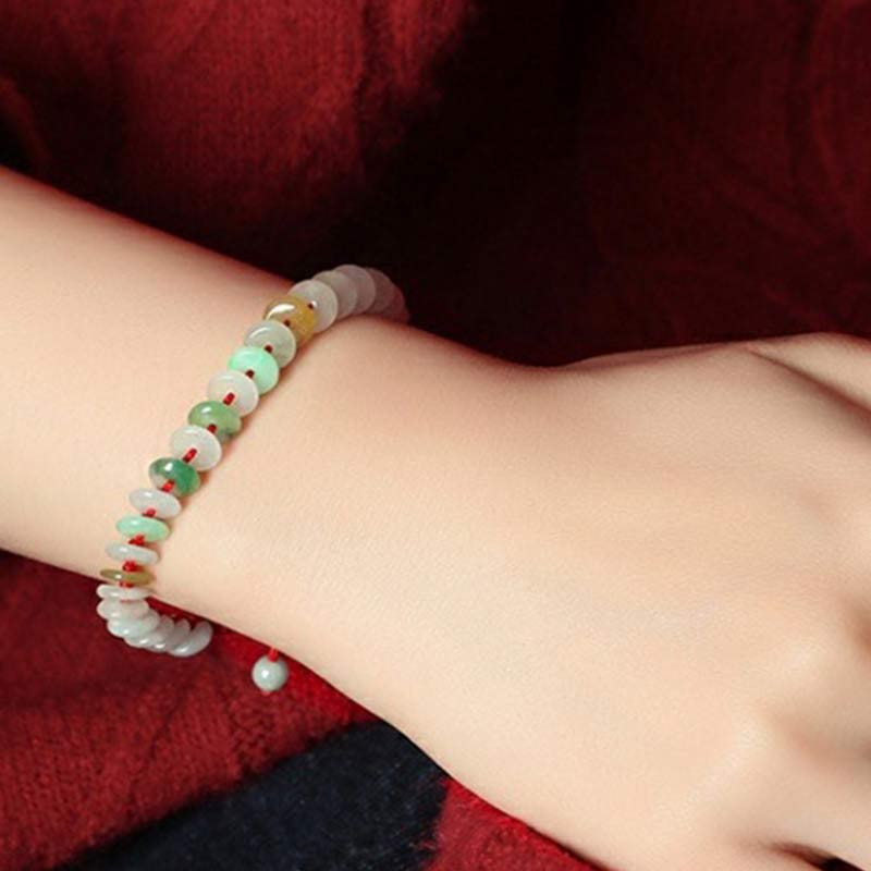 KarmaRipple's Round Jade Fortunate Red String Weave Bracelet p6