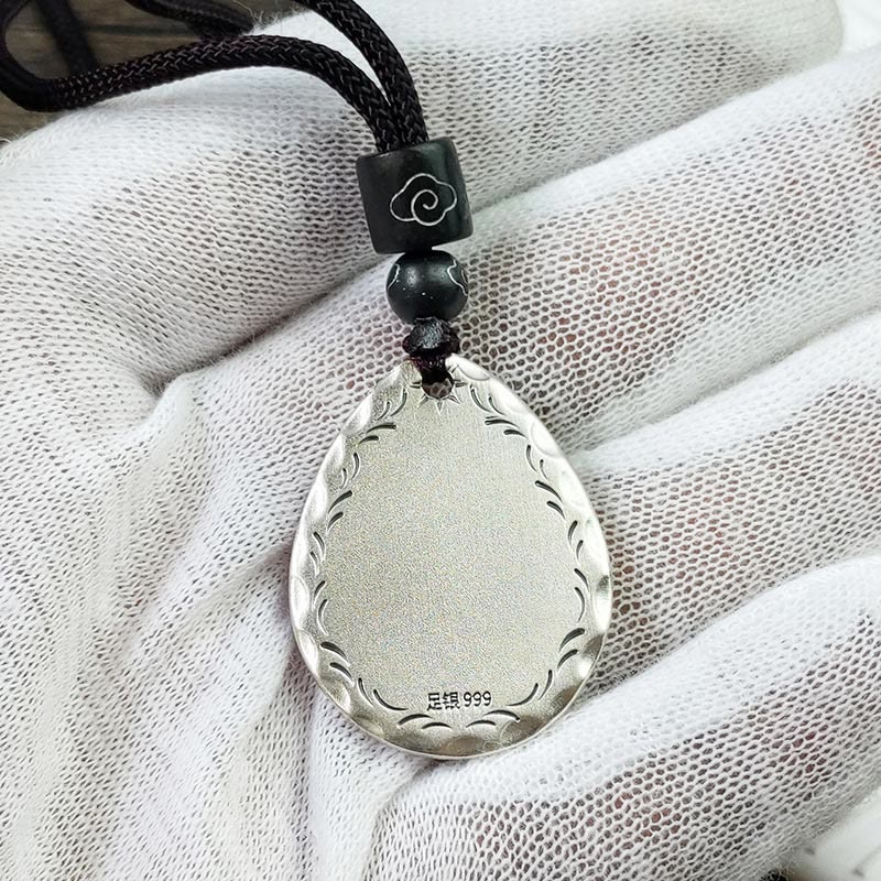 KarmaRipple's Vintage 999 Sterling Silver Yin Yang Bagua Water Drop Design Balance Balance Pendant Necklace p12