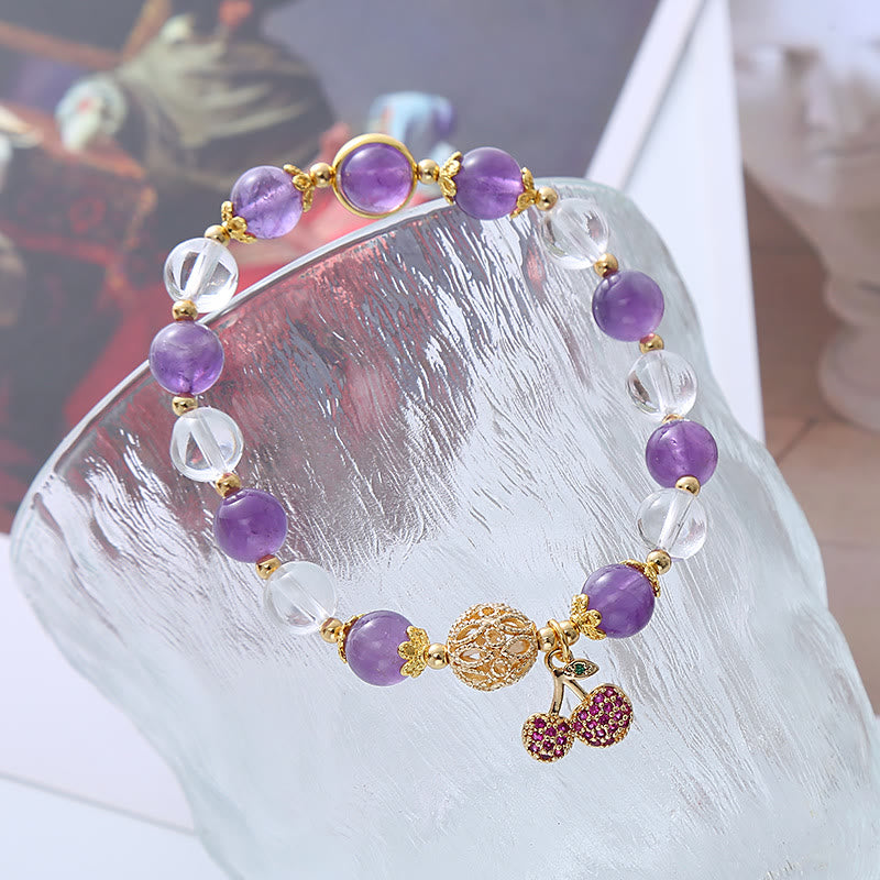 KarmaRipple's Authentic Amethyst Ivory Gemstone'sitive Cherry Talisman Bracelet p3