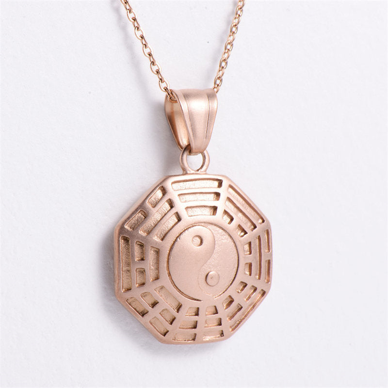 KarmaRipple's Bagua Yin Yang Titanium Steel Balance Pendant Chain Necklace p10