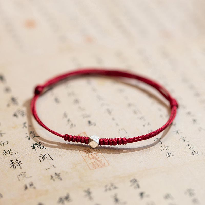 KarmaRipple's 925 Sterling Silver Fortune Bead Protection Red String Woven Bracelet p1